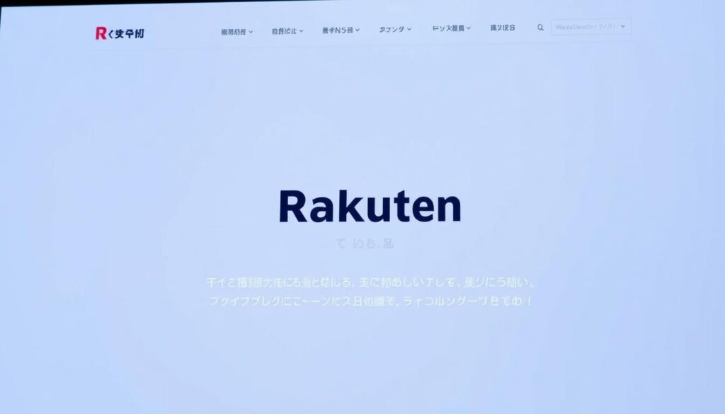 A modern, minimalist website interface showcasing the Rakuten logo and branding. The homepage features a clean, elegant layout with a prominent hero section highlighting Rakuten's services and value proposition. The background is a soft, muted gradient in shades of blue and gray, conveying a sense of professionalism and trustworthiness. The foreground elements, such as the Rakuten logo, navigation menu, and key information sections, are arranged in a visually balanced and intuitive manner. The lighting is soft and diffused, creating a warm and inviting atmosphere. The camera angle is slightly elevated, providing an overview of the website's design and layout.